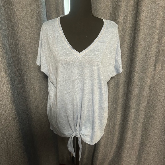 TOMMY BAHAMA Linnea Tie Front Linen Embellished Blouse, NWT, Size Large - Picture 2 of 6